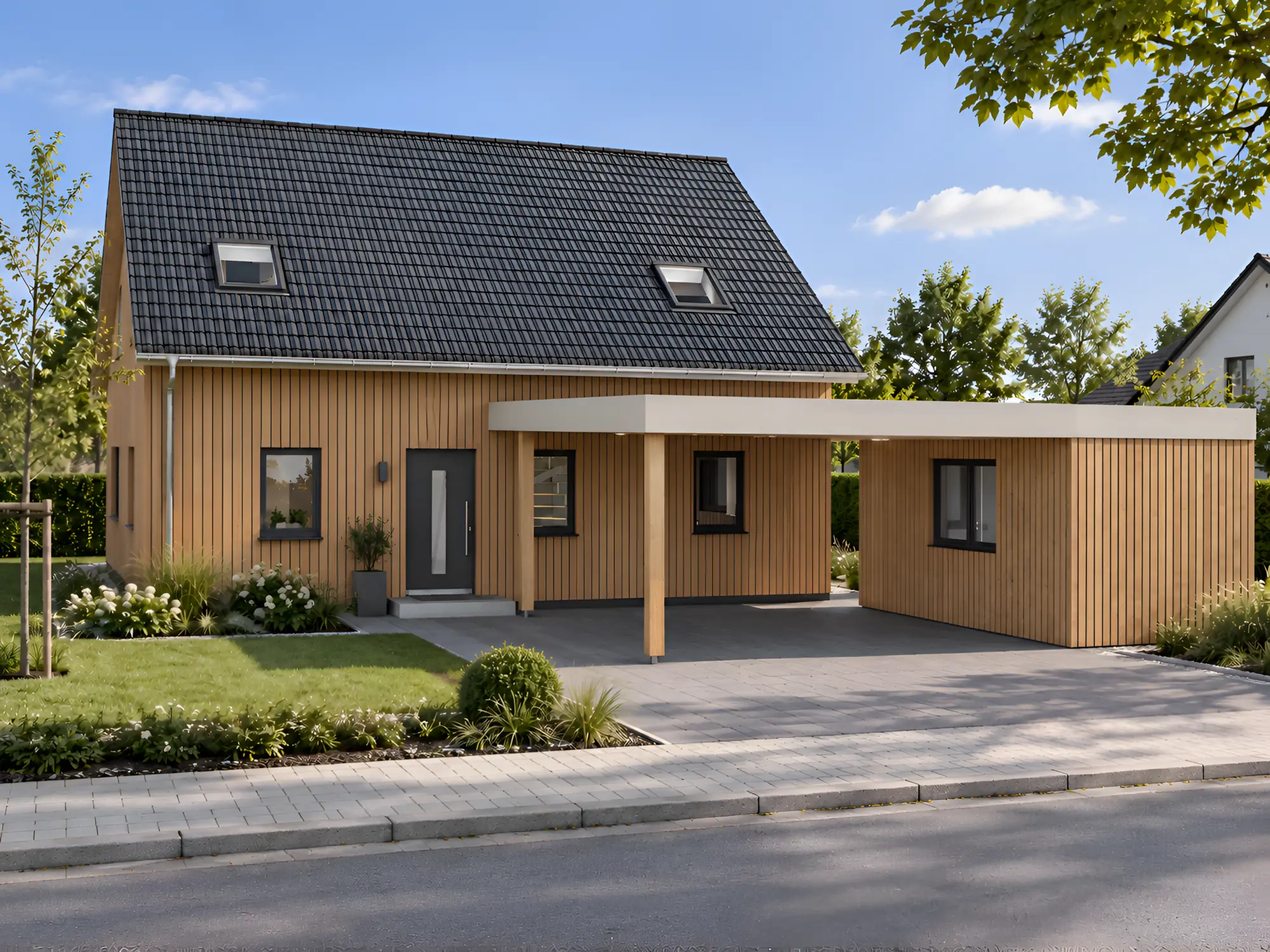 Straßenansicht – Variante Holzfassade